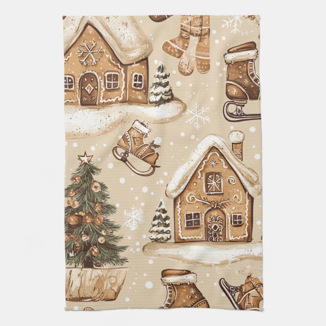 Paño De Cocina Patrón de Navidades de bosques de época (3) (Vertical)