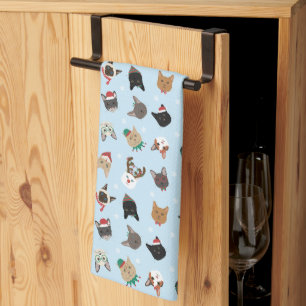 Paño De Cocina Patrón de Navidades de gato