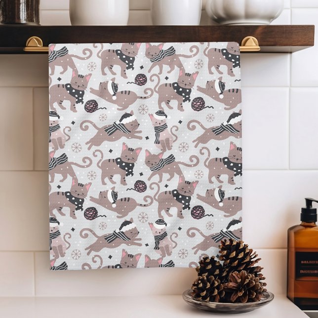 Paño De Cocina Patrón de Navidades de gatos festivos (Subido por el creador)