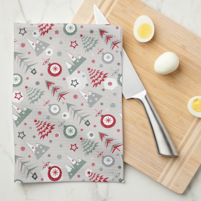 Paño De Cocina Patrón de Navidades de invierno. (Doblado Cuarto)