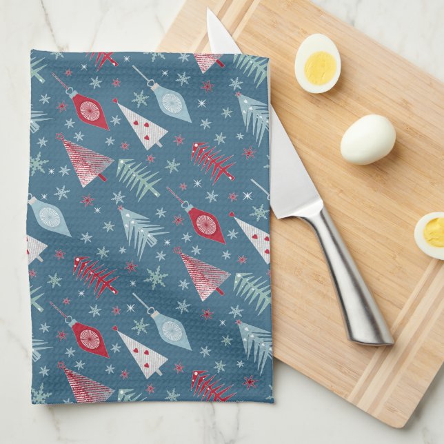Paño De Cocina Patrón de Navidades de invierno. (Doblado Cuarto)