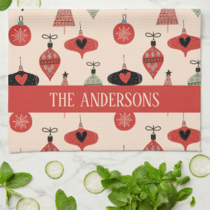 Paño De Cocina Patrón de Navidades de nombres de familia personal