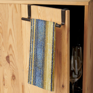 Paño De Cocina Patrón de Navidades de oro azul #28 ID1009