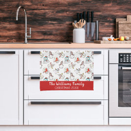 Paño De Cocina Patrón de Navidades de Snowman | Nombre de familia