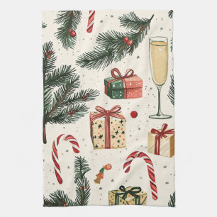 Paño De Cocina Patrón de Navidades florales de Poinsettia (1)