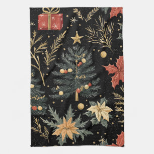 Paño De Cocina Patrón de Navidades florales de Poinsettia (21)