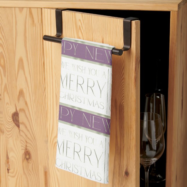 Paño De Cocina Patrón de Navidades morados verdes#35 ID1009 (Pliegue de tercios)