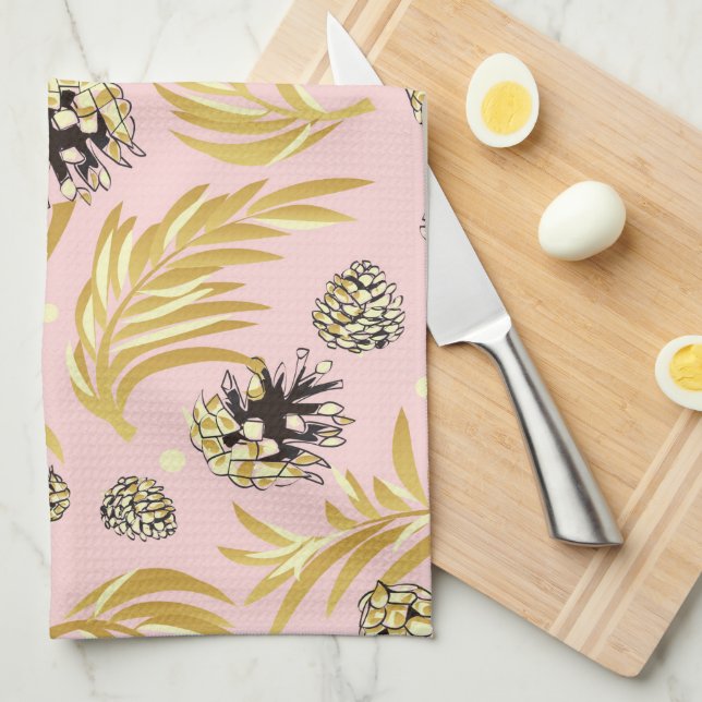 Paño De Cocina Patrón de navidades, Nieve de pino 4 (Doblado Cuarto)