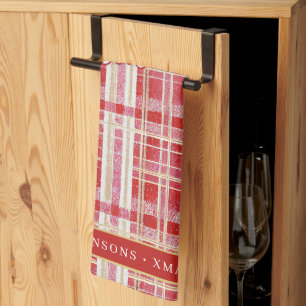 Paño De Cocina Patrón de Navidades rojos de oro #2 ID1009