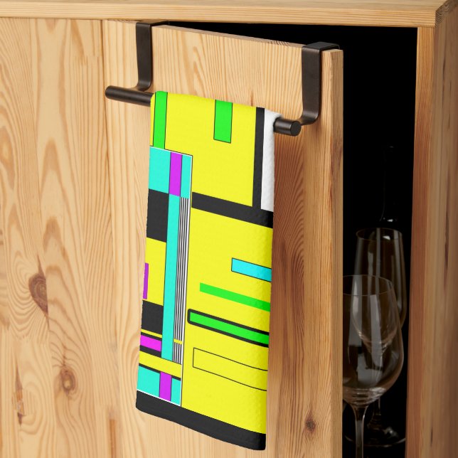 Paño De Cocina Patrón de neón geométrico brillante abstracto arro (Pliegue de tercios)