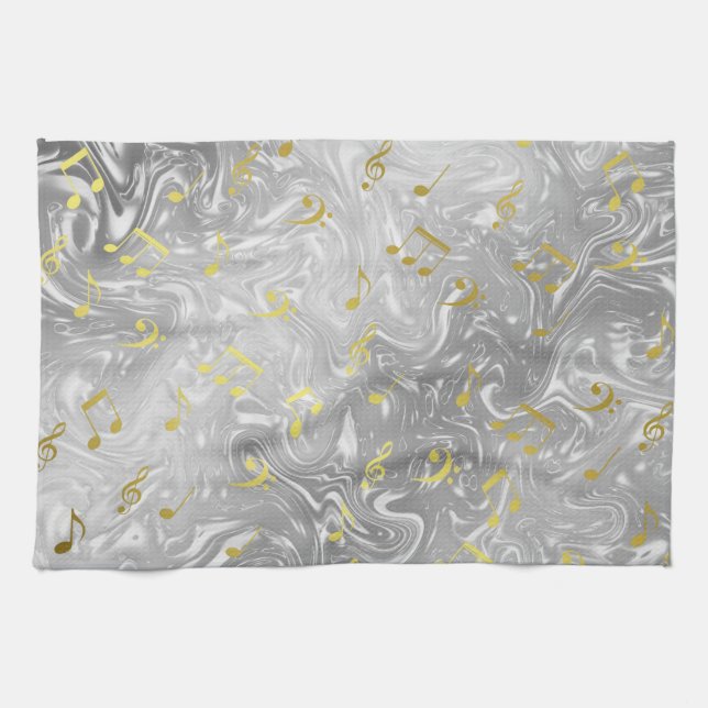 Paño De Cocina patrón de notas de música elegante (Horizontal)