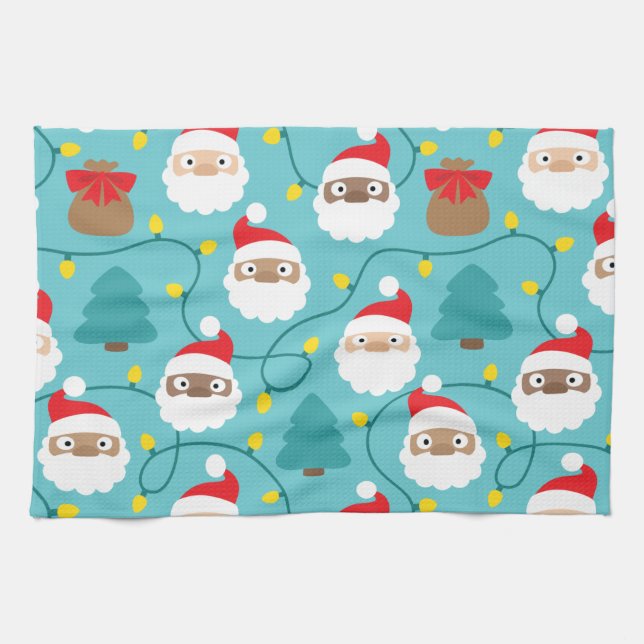 Paño De Cocina Patrón de notificaciones Santa (Horizontal)