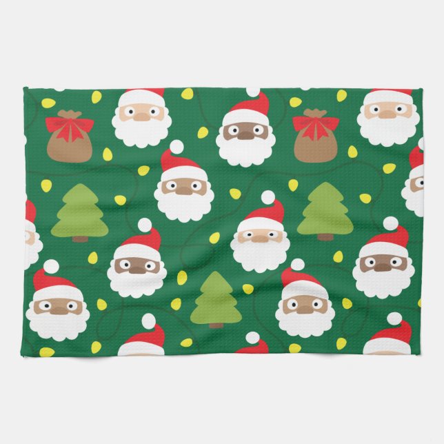 Paño De Cocina Patrón de notificaciones Santa (Horizontal)