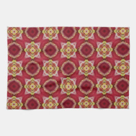 Paño De Cocina Patrón de Octagons Rojos y Cuadrados