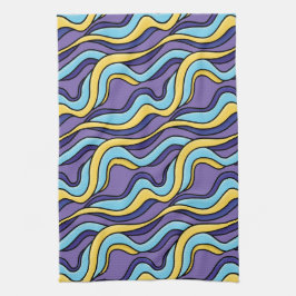 Paño De Cocina Patrón de ondas coloridas Funky Retro Moderno Resu
