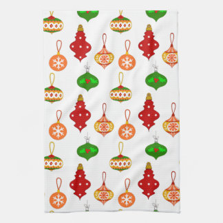 Paño De Cocina Patrón de ornamentos antiguos en rojo, verde y bla