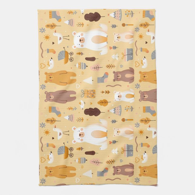 Paño De Cocina Patrón De Oso Adorable (Vertical)