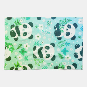Paño De Cocina Patrón de oso panda impresión verde