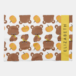 Paño De Cocina Patrón De Osos, Osos Cubiertos, Calabaza, Su Nombr