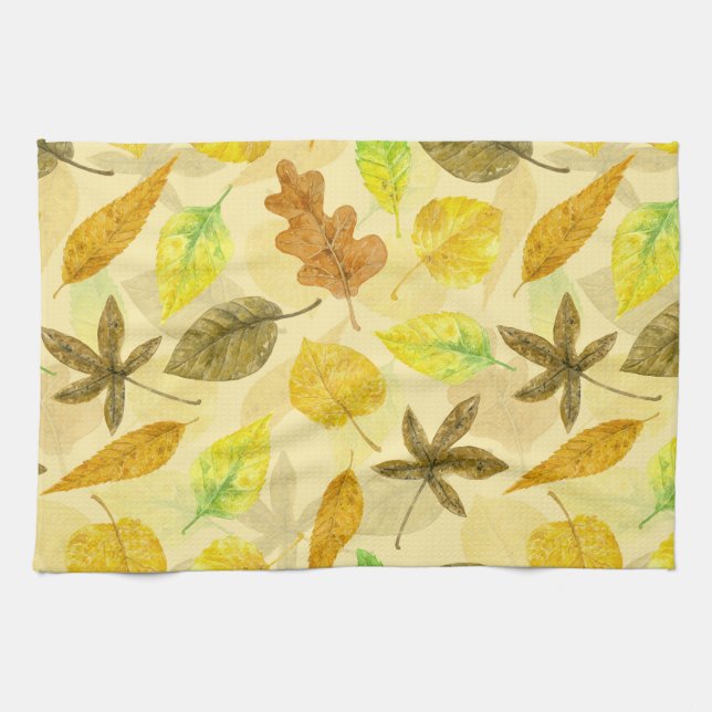 Paño De Cocina Patrón de otoño acuarela 2 (Horizontal)