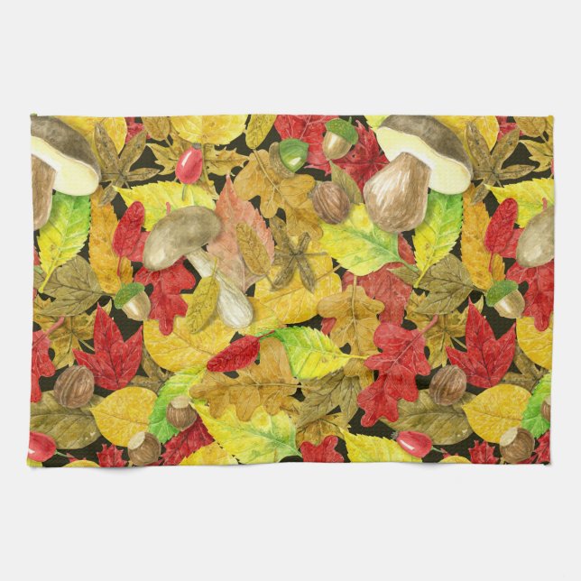 Paño De Cocina Patrón de otoño acuático (Horizontal)