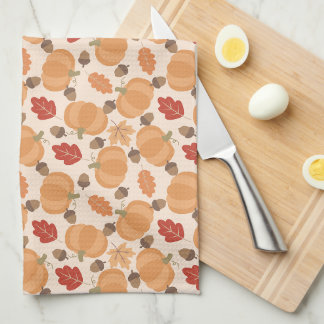 Paño De Cocina Patrón de otoño con calabazas, bellotas y hojas