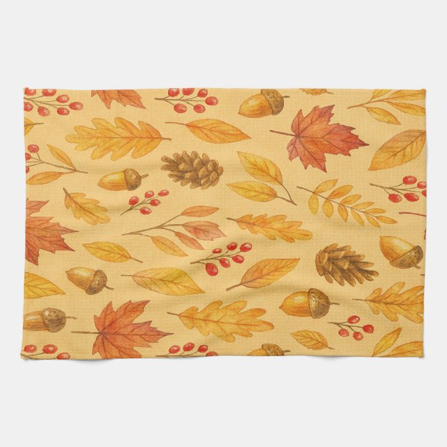 Paño De Cocina Patrón de otoño natural (Horizontal)