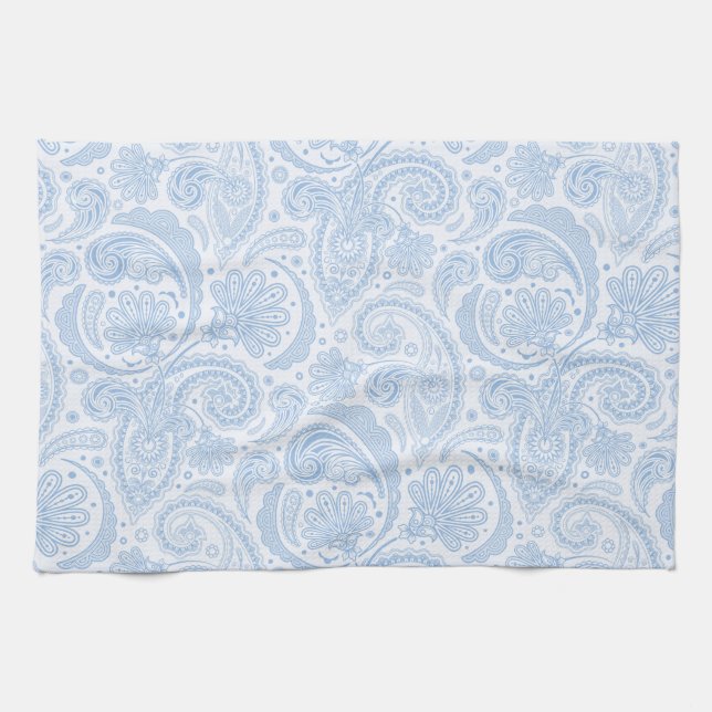 Paño De Cocina Patrón de paisajes azul blanco (Horizontal)