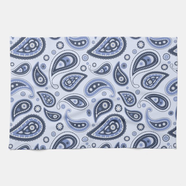Paño De Cocina Patrón de Paisley Azul (Horizontal)