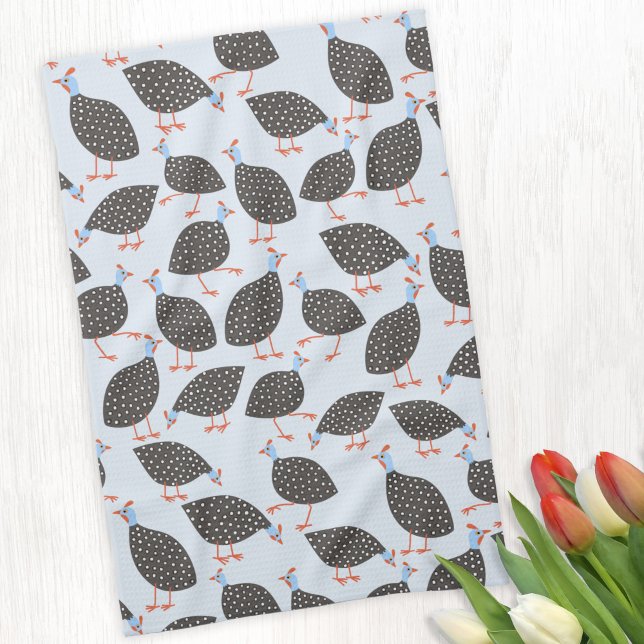 Paño De Cocina Patrón de pájaro guineano (Fun Guineafowl bird kitchen tea towel)