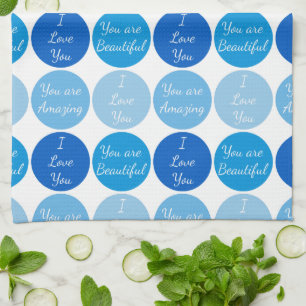 Paño De Cocina Patrón de Palabras de Afirmación Positiva Azul