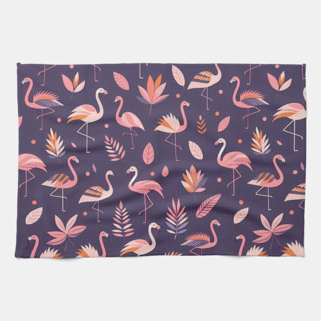 Paño De Cocina Patrón de paraíso de flamingo (Horizontal)