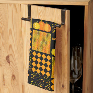 Paño De Cocina Patrón de parches de calabaza Halloween