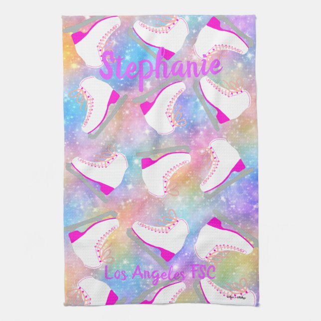 Paño De Cocina Patrón de patinaje sobre hielo arco iris personali (Vertical)