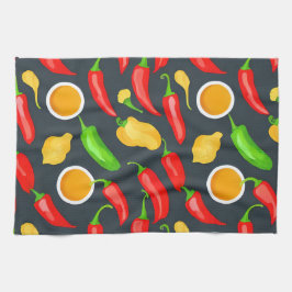 Paño De Cocina Patrón de Peppers de Chili Caliente