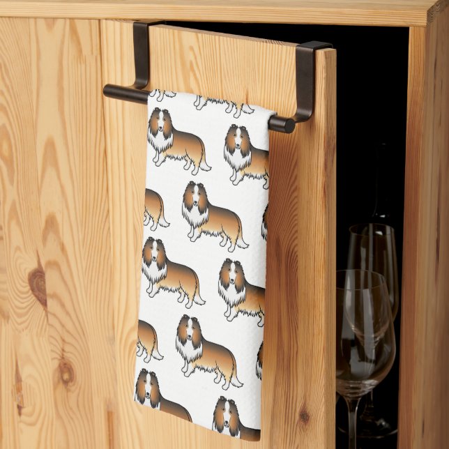 Paño De Cocina Patrón de perro de dibujos animados Collie Áspero  (Pliegue de tercios)
