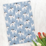 Paño De Cocina Patrón de perro de Jack Russell Parson Terrier<br><div class="desc">Un patrón de perro lindo pero agitado Jack Russell Terrier en un fondo azul. Estos encantadores cachorros también son conocidos como Parson Russell Terriers.</div>