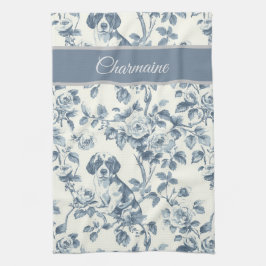 Paño De Cocina Patrón de perro floral vintage con nombre personal