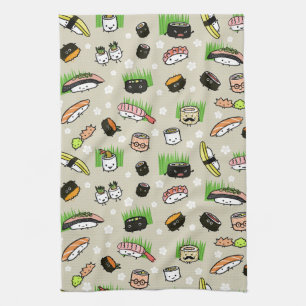Paño De Cocina Patrón de Personajes de Sushi