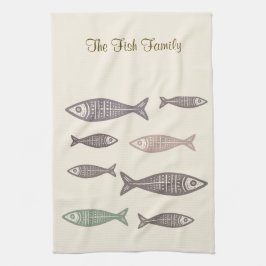 Paño De Cocina Patrón de pescado costero personalizado