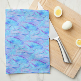 Paño De Cocina Patrón de Pétalo de Flor Pintado Cerúleo Chic
