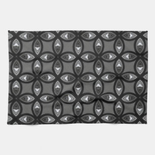 Paño De Cocina Patrón de Pétalo Gris y Negro
