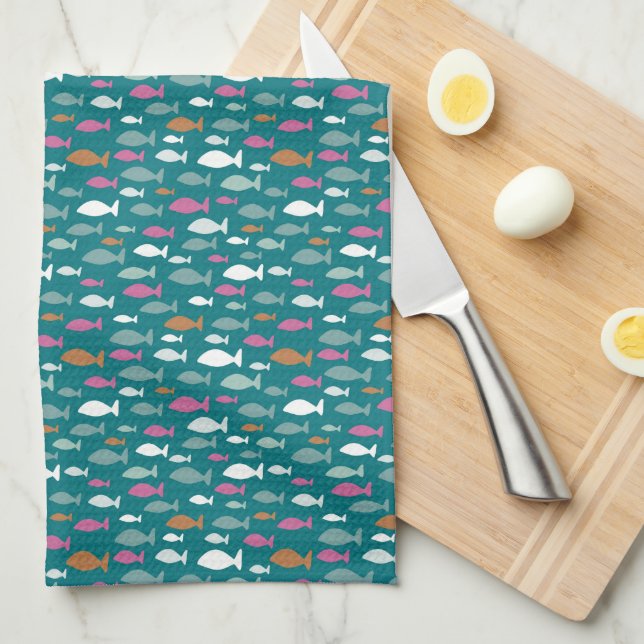 Paño De Cocina Patrón de pez verde lindo (Doblado Cuarto)