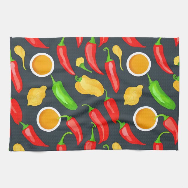 Paño De Cocina Patrón de Pimientos Picantes (Horizontal)