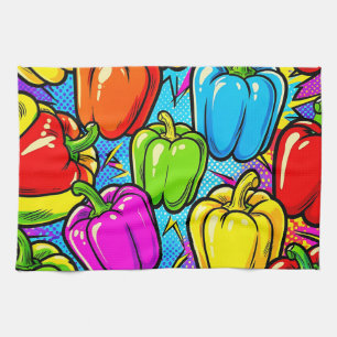 Paño De Cocina Patrón de pimientos pop art