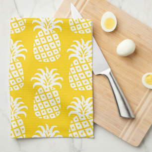 Paño De Cocina Patrón de piña Amarillo y Blanco