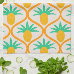 Paño De Cocina Patrón de piña tropical sobre el Ogeo Naranja