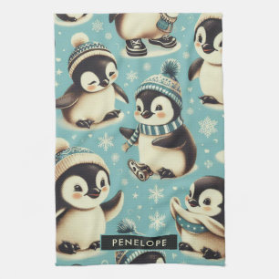 Paño De Cocina Patrón de pingüino de corte vintage