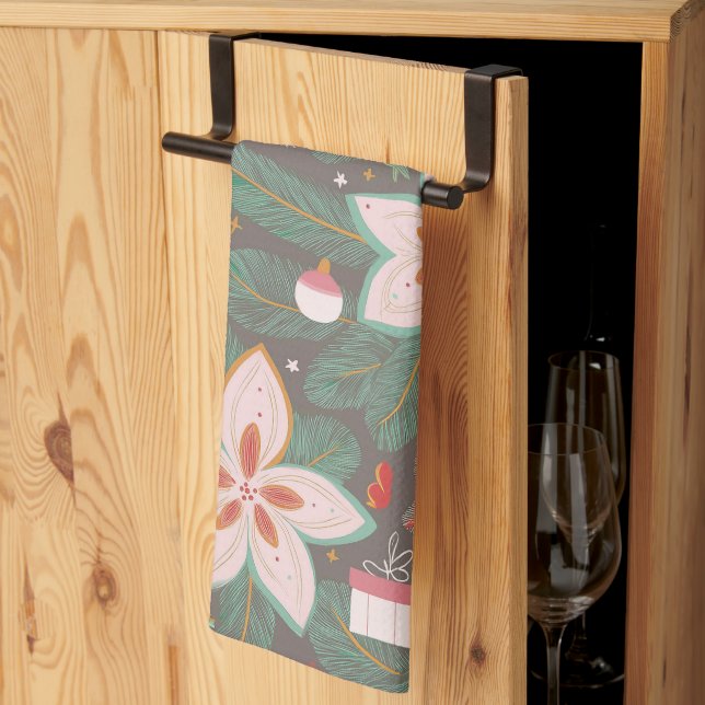 Paño De Cocina patrón de pino de navidad (Pliegue de tercios)