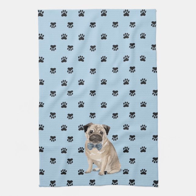 Paño De Cocina Patrón de pinturas de perro pug (Vertical)